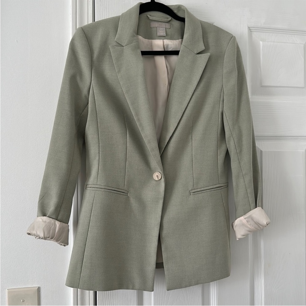 Women's Sage Green Single-Button Blazer - Unknown Brand